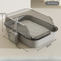 Cat Litter Box Thickening Kitty Sandbox Semi-enclosed High Side Splashproof Pet Bedpans with Litter Scoop Cleaning Cat Supplies