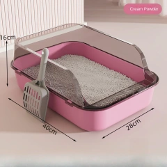 Cat Litter Box Thickening Kitty Sandbox Semi-enclosed High Side Splashproof Pet Bedpans with Litter Scoop Cleaning Cat Supplies