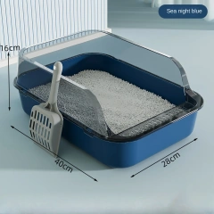 Cat Litter Box Thickening Kitty Sandbox Semi-enclosed High Side Splashproof Pet Bedpans with Litter Scoop Cleaning Cat Supplies