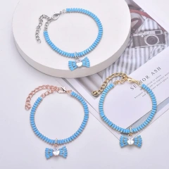 Fashion Shiny Diamond Bow Pet Necklace Adjustable Collar Cat Jewelry Bows Pendant Suitable For Pets Party Dress Up Supplies
