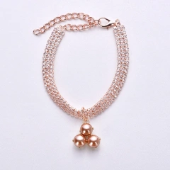 Pearl Silver Chain Pet Cat Necklace Zircon Decorate Puppy Collar Accessories Rose Gold Adjustable French Bulldog Neck Collar