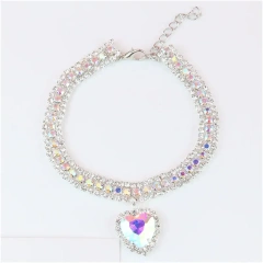 Pet Rhinestone Diamante Collar Necklace for Kitten Cute Bling Accessories for Cat Puppy Doggy Crystal Pendant Diamond Collar