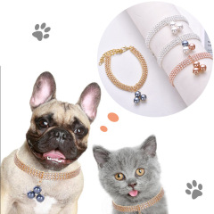 Pearl Silver Chain Pet Cat Necklace Zircon Decorate Puppy Collar Accessories Rose Gold Adjustable French Bulldog Neck Collar