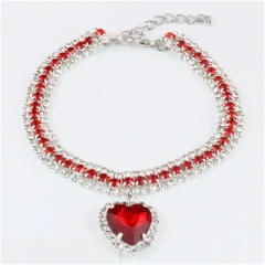 Pet Rhinestone Diamante Collar Necklace for Kitten Cute Bling Accessories for Cat Puppy Doggy Crystal Pendant Diamond Collar
