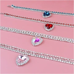 Pet Rhinestone Diamante Collar Necklace for Kitten Cute Bling Accessories for Cat Puppy Doggy Crystal Pendant Diamond Collar