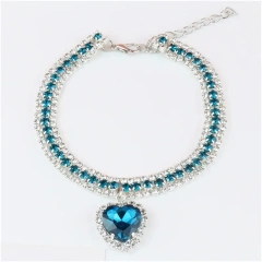 Pet Rhinestone Diamante Collar Necklace for Kitten Cute Bling Accessories for Cat Puppy Doggy Crystal Pendant Diamond Collar