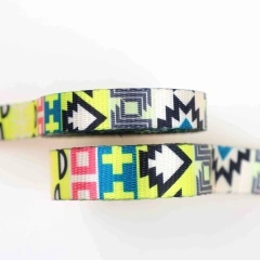 Customized high-quality pixel style recycled polyester imitation nylon 1.5, 2, 2.5cm webbing, suitable for pet leash webbing