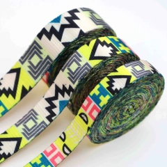 Customized high-quality pixel style recycled polyester imitation nylon 1.5, 2, 2.5cm webbing, suitable for pet leash webbing