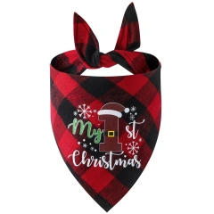 Dog Bandana Christmas New Year Classic Buffalo Plaid Pet Scarf Triangle Bibs Kerchief for Small Medium Large Dogs Pets Bandanas