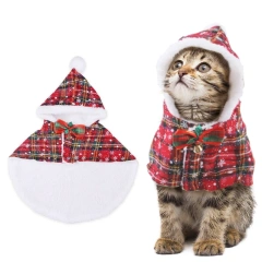 Christmas Pet Cape Cloak Costume Dog Cat Outfit Red Cute Warm Soft Cat Clothes for Small Medium Sized Puppy Dog Cat New Year