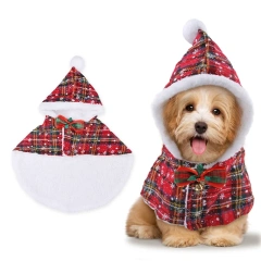 Christmas Pet Cape Cloak Costume Dog Cat Outfit Red Cute Warm Soft Cat Clothes for Small Medium Sized Puppy Dog Cat New Year