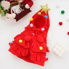 Pet Christmas Cloak Cosplay Costume Plush Ball Star Decor New Year Dog Cat Photo Prop Winter Fall Pet Clothes Holiday Cape Shawl