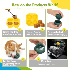 Fillable Dog Toys Silicone Pet Dog Toys Dog Chew Toys Refillable Dog Food Ball Dog Feeding Ball Dishwasher Interactive Rubber