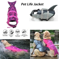 Pet Dog Life Jacket Vest Clothes Life Vest Collar Harness Dog Swimming Summer Swimwear Mermaid Shark Life jacket