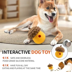 Silicone Dog Food Leaking Ball Rubber Nuts Shaped Food Leaking Toy Interactive Training Toy Durable Eco-friendly Food Dispenser