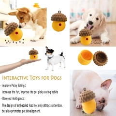 Silicone Dog Food Leaking Ball Rubber Nuts Shaped Food Leaking Toy Interactive Training Toy Durable Eco-friendly Food Dispenser