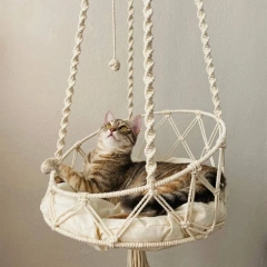 Pet Cat Hammock Swing Bed Bohemian Handwoven Tapestry Cotton Macrame for Home Outdoor Wall Hanging Without Cushion
