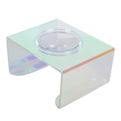 Dazzle Color Acrylic Cat Bowl Dog Bowl Anti Spill Single and Double Plexiglass Bowls Rainbow Cat Food Bowl Pet Bowl Holder