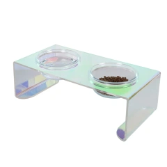 Dazzle Color Acrylic Cat Bowl Dog Bowl Anti Spill Single and Double Plexiglass Bowls Rainbow Cat Food Bowl Pet Bowl Holder