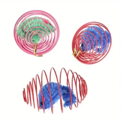 Cat Toy Balls Funny Stretchable Kitten Springs Toys Interactive Caged Rats Rolling Cat Balls Random Color Cat Accessories Pet