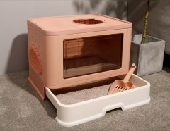 Foldable Cat Litter Box, Enclosed Kitty Litter Box, Top Entry Anti-Splashing, Cat Toilet Easy to Clean, Covered Cat Litter Box