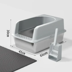 Stainless Steel Cat Litter Box Oversized Semi-enclosed Easy To Clean Thickened Integrated Cat Litter Scoop