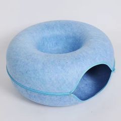 Large Cat Tunnel Bed Cat Hideout Donut Pet Cave Soft Warm Pet House Fun Interactive Toy Tunnel Bed Universal for All Seasons