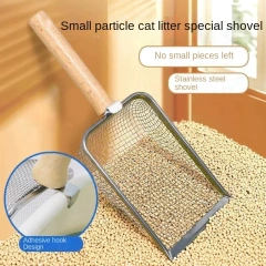 Metal Aluminum Cat Litter Scoop Wooden Durable Handle Pet Scoop 1Pcs Pet Cleaning Tools