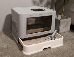 Foldable Cat Litter Box, Enclosed Kitty Litter Box, Top Entry Anti-Splashing, Cat Toilet Easy to Clean, Covered Cat Litter Box