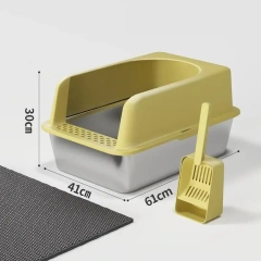 Stainless Steel Cat Litter Box Oversized Semi-enclosed Easy To Clean Thickened Integrated Cat Litter Scoop