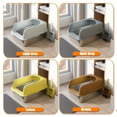 Stainless Steel Cat Litter Box Oversized Semi-enclosed Easy To Clean Thickened Integrated Cat Litter Scoop