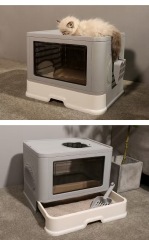 Foldable Cat Litter Box, Enclosed Kitty Litter Box, Top Entry Anti-Splashing, Cat Toilet Easy to Clean, Covered Cat Litter Box