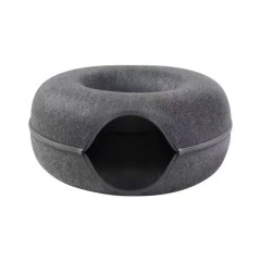 Large Cat Tunnel Bed Cat Hideout Donut Pet Cave Soft Warm Pet House Fun Interactive Toy Tunnel Bed Universal for All Seasons