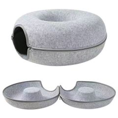 Large Cat Tunnel Bed Cat Hideout Donut Pet Cave Soft Warm Pet House Fun Interactive Toy Tunnel Bed Universal for All Seasons