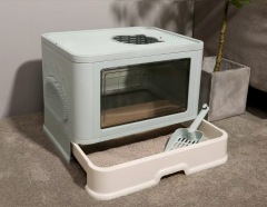 Foldable Cat Litter Box, Enclosed Kitty Litter Box, Top Entry Anti-Splashing, Cat Toilet Easy to Clean, Covered Cat Litter Box