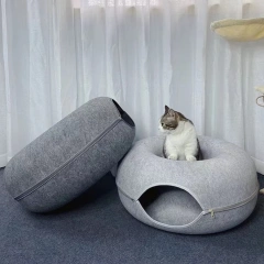 Large Cat Tunnel Bed Cat Hideout Donut Pet Cave Soft Warm Pet House Fun Interactive Toy Tunnel Bed Universal for All Seasons