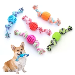 Pet dog toy cotton rope double knot ball bite-resistant tooth cleaning toy ball pet toy biteable Amazon hot style