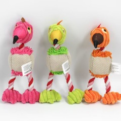 Parrot Shape Plush Dog Toys Lovely Bright Color Flamingo Bite Resistant Teeth Grinding and Sound Producing Pet Chew Squeaky Toy