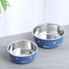 Anti-slip Pet Bowl Nordic Style New Double-layer Thickened Floor-suction Dog Bowls Stainless Steel Dog Cat Feeder mascotas 강아지