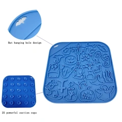 ZMaker 2024 New Halloween Dog Lick Mat with Suction Cups Silicone Licking Pad Slow Feeder Dog Licking Mat