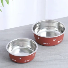 Anti-slip Pet Bowl Nordic Style New Double-layer Thickened Floor-suction Dog Bowls Stainless Steel Dog Cat Feeder mascotas 강아지