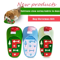 Christmas Pet Dog Shoese Mat Puzzle Plush Dog Toys for Small Medium Dog Slow Food Toys Feeding Bowl Food Dispenser Treats Pad