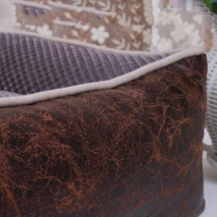 Luxury Leather Dog Beds Waterproof Cozy Pet Dog Basket Cat Kennel Removable Mattress for Puppy Big Animals Bulldog Teddy