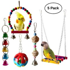 11pcs Bird Cage Toys For Parrots Wood Birds Swing Reliable Chewable Bite Bridge Wooden Beads Shape Parrot Toy Bird Toys New