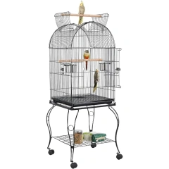 59-Inch Rolling Standing Medium Dome Open Top Bird Cage for Parrots Cockatiels Sun Conures Parakeets Budgies Bird Cage Stand
