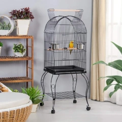 59-Inch Rolling Standing Medium Dome Open Top Bird Cage for Parrots Cockatiels Sun Conures Parakeets Budgies Bird Cage Stand