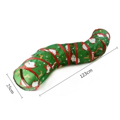 Christmas S-shaped Cat Tunnel Runway Santa Claus Christmas Tree Toy Foldable Design Convenient Storage Durable Wear Resistant