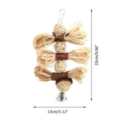 Natural Parrot Chew Toy for Pet Bird Macaw Parakeet Lovebird Bite Swing Cage Toy Loofah Vine Ball Cage Bird Hanging Accessories