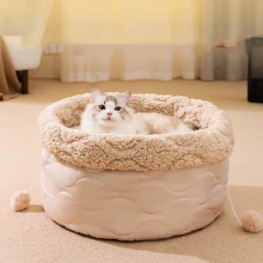 Cat Bed Round Plush Fluffy Hooded Cat Bed Cave, Cozy for Indoor Cats or Small Dog beds, Doughnut Calm Anti-nxiety Dog Bed