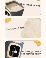 Indoor Cat Bed Cat Cave Bed Winter Warm Cute Cat Condo Hideaway Hut Modern Furniture for Multi Pets Washable